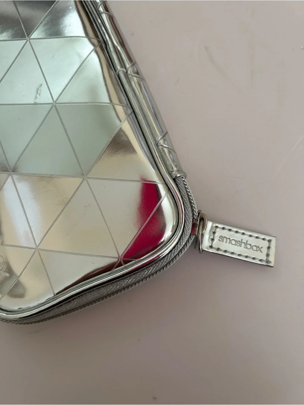 Smashbox Silver Geometric Metallic Makeup Travel Case | Brand New